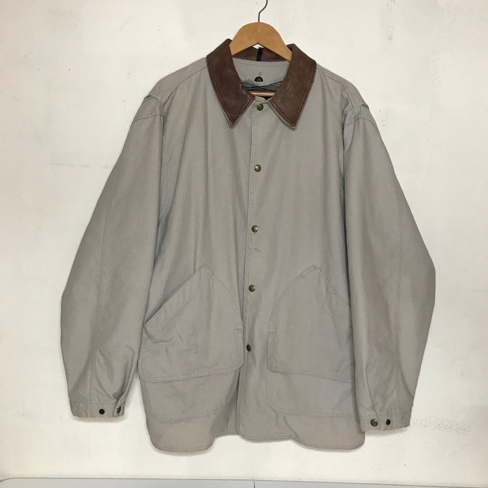 Woolrich Removable Blanket Lining Sturdy Barn Chore Jacket Leather Collar Size L